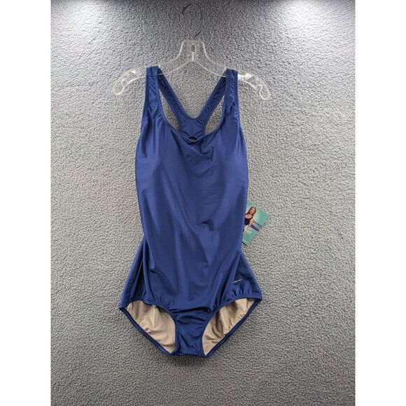 NWT Dolfin Aquashape Women's size 22 Blue Conservative Lap Swimsuit - Picture 1 of 12